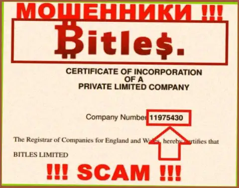 Номер регистрации интернет-мошенников Битлес Еу, с которыми крайне рискованно иметь дело - 11975430