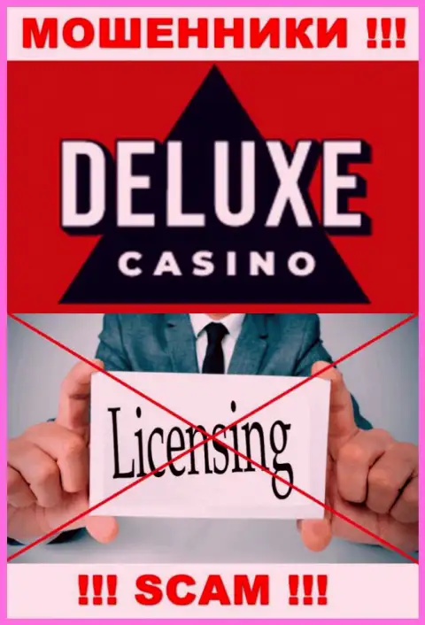 Отсутствие лицензии у организации Deluxe-Casino Com, только подтверждает, что это интернет-мошенники