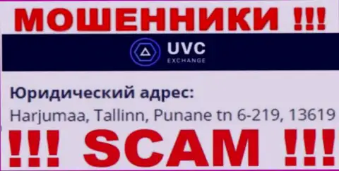 UVC Exchange - это противоправно действующая организация, которая пустила корни в офшорной зоне по адресу: Harjumaa, Tallinn, Punane tn 6-219, 13619