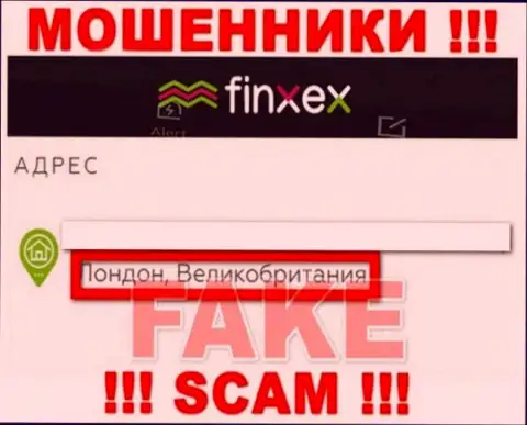 Finxex Com решили не распространяться о своем реальном адресе регистрации