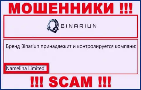 Вы не сможете уберечь собственные денежные вложения связавшись с компанией Binariun, даже в том случае если у них имеется юридическое лицо Namelina Limited