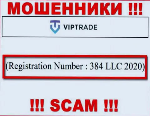 Регистрационный номер компании ВипТрейд Ею - 384 LLC 2020