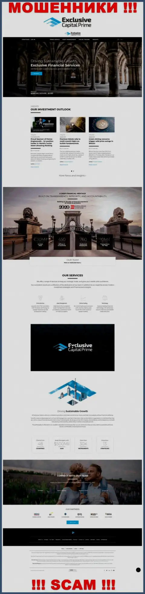 Скриншот официального веб-портала Exclusive Change Capital Ltd - ExclusiveCapital Com