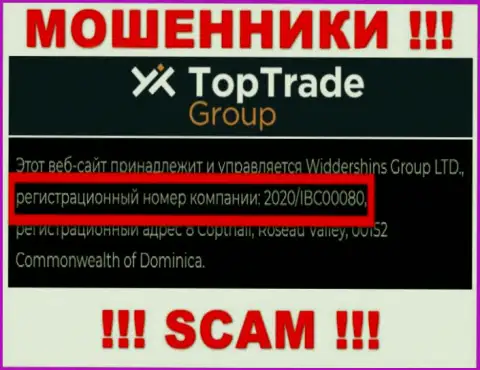 Номер регистрации TopTrade Group - 2020/IBC00080 от слива финансовых активов не спасает