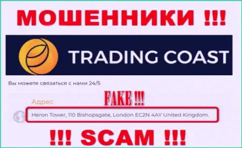 Адрес регистрации Trading Coast, показанный на их web-сайте - фиктивный, осторожнее !!!