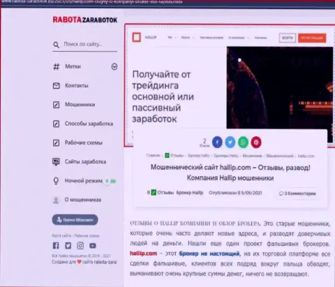 Разоблачающая, на полях мировой сети интернет, информация о аферах Hallip