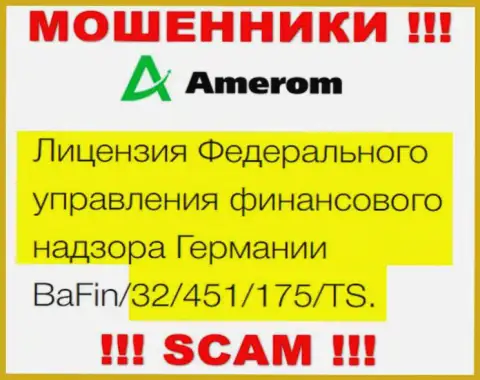 На сайте Amerom представлена их лицензия, но это ушлые мошенники - не стоит верить им
