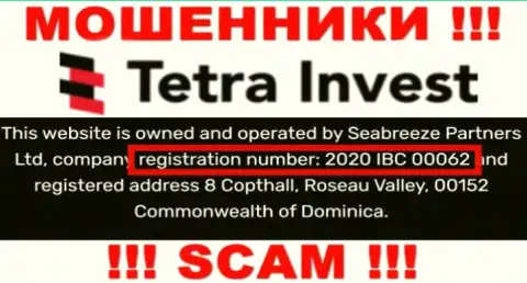 Номер регистрации мошенников Tetra Invest, с которыми довольно-таки рискованно сотрудничать - 2020 IBC 00062