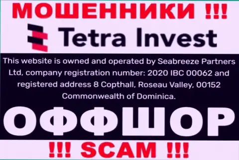 На онлайн-ресурсе ворюг Тетра-Инвест Ко говорится, что они находятся в оффшоре - 8 Copthall, Roseau Valley, 00152 Commonwealth of Dominica, осторожно