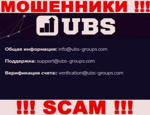 В контактных данных, на сайте мошенников UBS Groups, предоставлена вот эта электронная почта