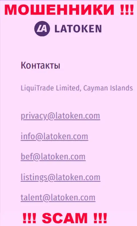 Электронная почта лохотронщиков Latoken, показанная у них на онлайн-сервисе, не рекомендуем общаться, все равно сольют