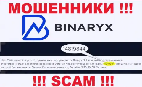 Binaryx Com не скрывают рег. номер: 14819844, да и для чего, грабить клиентов он совсем не мешает
