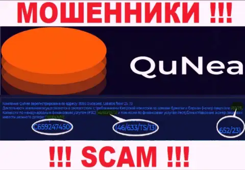 Жулики QuNea не прячут лицензию на осуществление деятельности, предоставив ее на ресурсе, но будьте весьма внимательны !!!