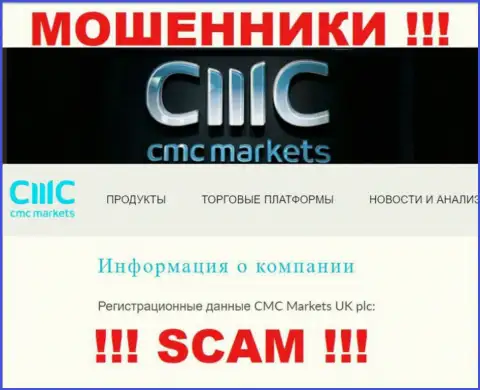 Свое юр лицо компания CMCMarkets Com не скрыла это CMC Markets UK plc