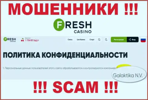 Юр лицо мошенников Fresh Casino - это GALAKTIKA N.V