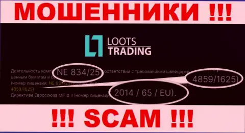 Не сотрудничайте с компанией Loots Trading, зная их лицензию, представленную на онлайн-сервисе, вы не убережете свои финансовые активы