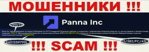 Мошенники PannaInc Com цинично оставляют без денег лохов, хоть и разместили лицензию на веб-портале