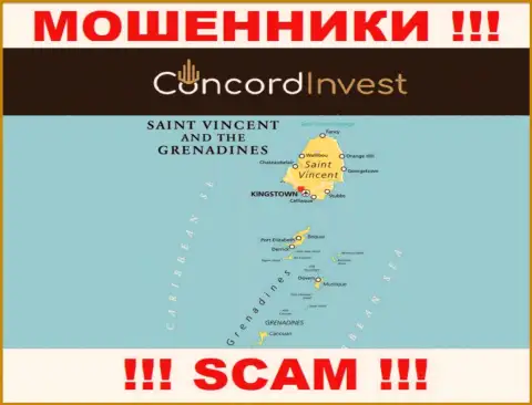 Сент-Винсент и Гренадины - именно здесь, в оффшорной зоне, зарегистрированы internet-кидалы ConcordInvest