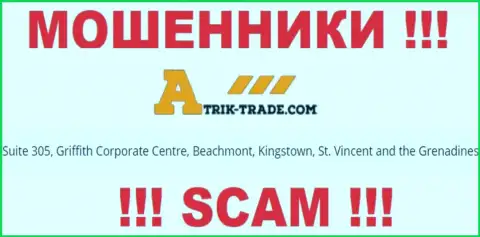 Изучив веб-сайт Atrik-Trade можете увидеть, что зарегистрированы они в оффшорной зоне: Сьюит 305, Корпоративный Центр Гриффитш, Бичмонт, Кингстаун, Сент-Винсент и Гренадины - это МОШЕННИКИ !!!