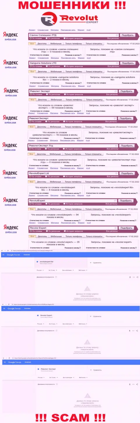 Статистика о онлайн-запросах по бренду разводил RevolutExpert