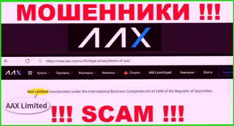 Данные о юридическом лице мошенников AAX