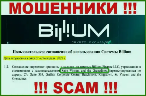 Компания Биллиум Ком - это internet мошенники, обосновались на территории Сент-Винсент и Гренадины, а это оффшорная зона