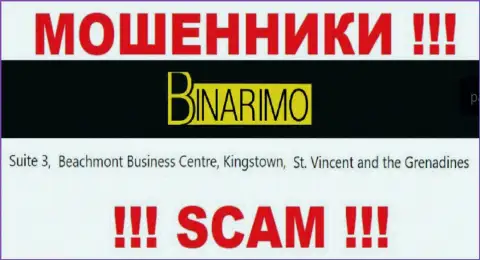 Бинаримо Ком - мошенники !!! Скрылись в офшоре по адресу Сьюит 3, Бичмонт Бизнес Центр, Кингстаун, Сент-Винсент и Гренадины и прикарманивают денежные активы реальных клиентов