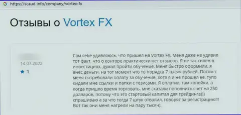 Отзыв реального клиента, который на себе испытал лохотрон со стороны конторы Vortex-FX Com