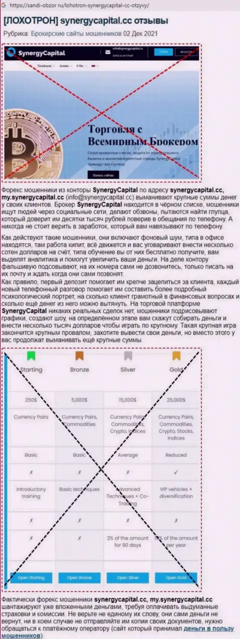 Обзор деяний Synergy Capital с описанием признаков неправомерных комбинаций