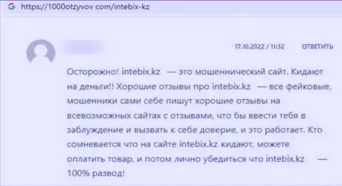 Автор отзыва советует не рисковать сбережениями, отправляя их в компанию Intebix