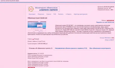 Правила деятельности обменного online-пункта BTCBit в статье на сайте Eobmen Obmen Ru