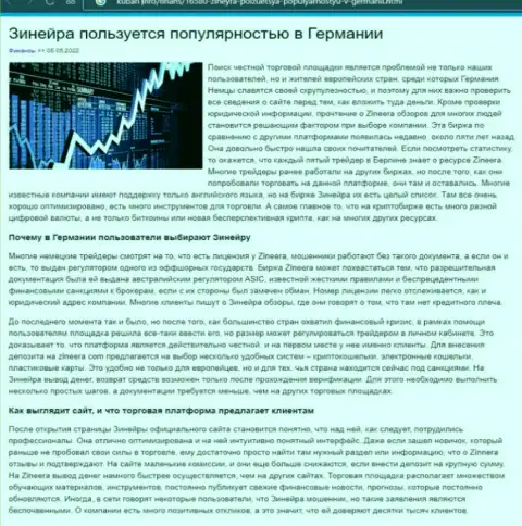 Информационный материал об условиях совершения сделок биржи Зинейра на web-ресурсе Кубань Инфо