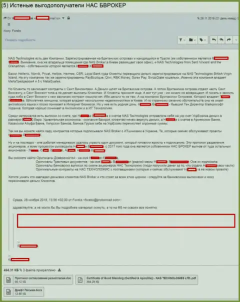 Основной источник справочной информации о финансовых получателях жульнической форекс брокерской конторы НАС Технолоджес Лтд
